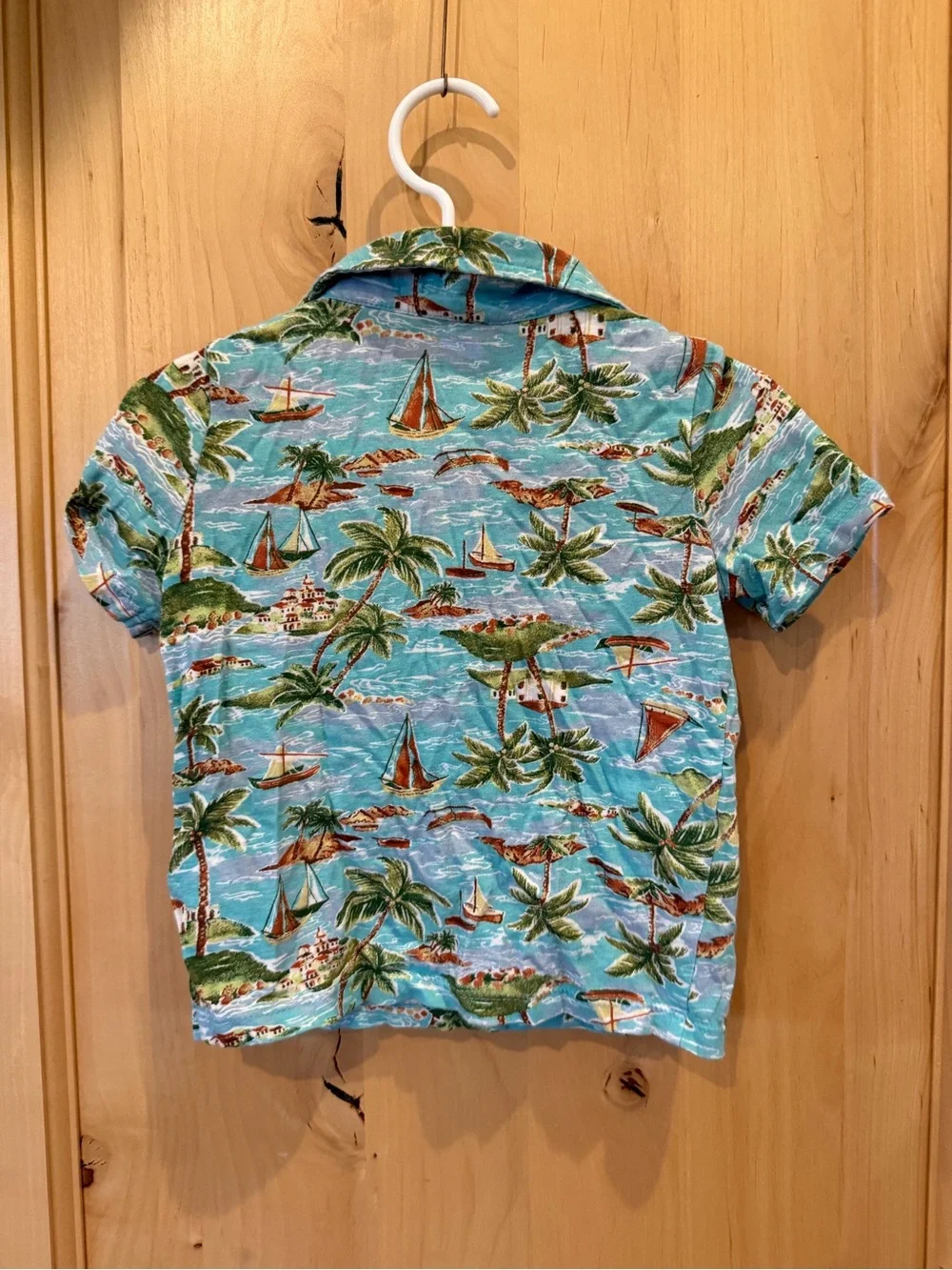 Old Navy Blue Tropical Island Print Polo - Kids